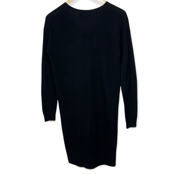 Banana Republic Cashmere Merino Wool Sweater Dress Black V-Neck White Trim XS‎ - Picture 5 of 14